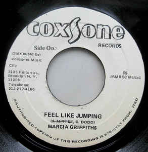 Image of Front Cover of 7" - /G+ - MARCIA GRIFFITHS, Feel Like Jumping / Pt.2 (Coxsone Records; SO0067, US 1980s Reissue, Plain Sleeve), Storage marks and pressing flaw on b-side which clicks! WOL., - 3116186C