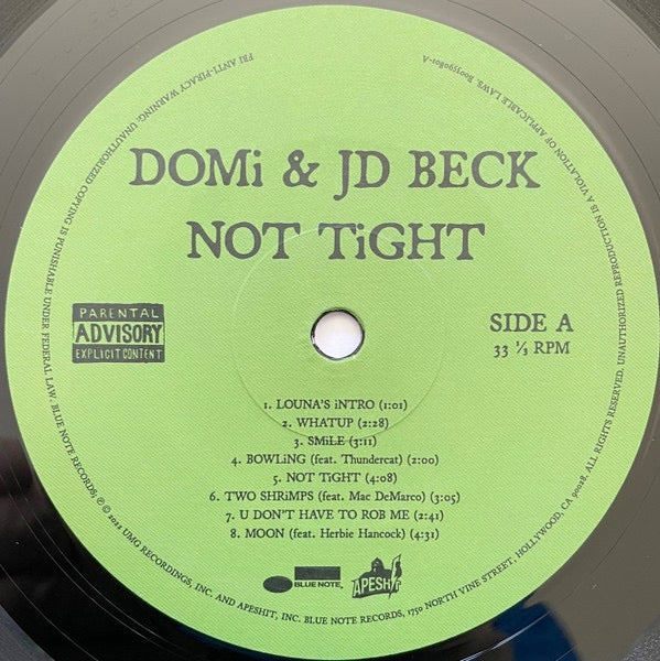 Image of Label Cover of LP - NEW/NEW - DOMI & JD BECK, Not Tight (Blue Note; 4590837, US 2022, Insert, 180 Gram Vinyl), , - 3836167E