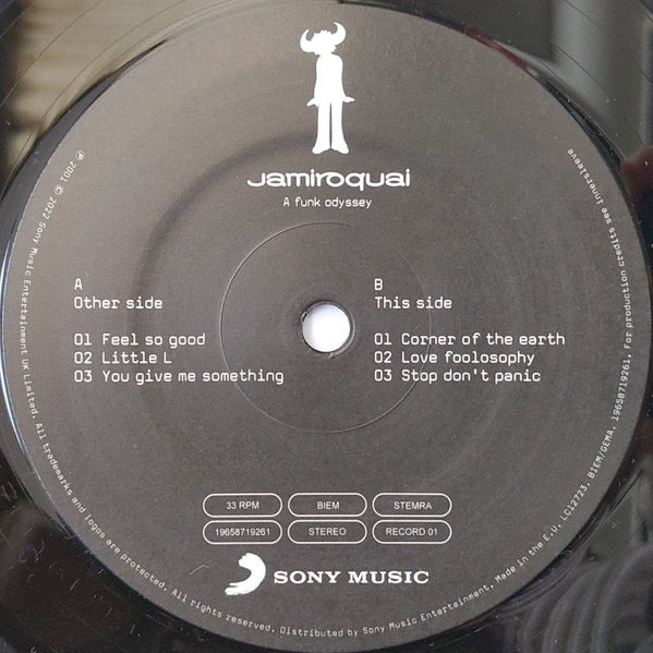 Image of Label Cover of 2xLP - VG+/VG+ - JAMIROQUAI, A Funk Odyssey (Sony Music; 19658719261, UK 2022 Reissue, Gatefold, 2 Inners), Still In Opened Shrinkwrap, - 3246009S