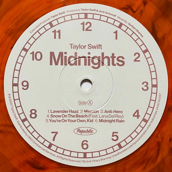 Image of Label Cover of LP - NEW/NEW - TAYLOR SWIFT, Midnights (Republic Records; 2445790067, Europe 2022, Gatefold, Inner & Booklet, Blood Moon Marbled Vinyl), , - 3356013S