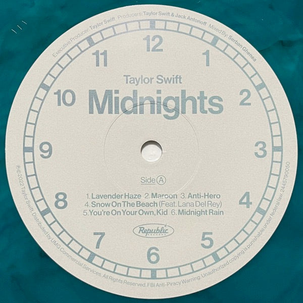 Image of Label Cover of LP - NEW/NEW - TAYLOR SWIFT, Midnights (Republic Records; 45790050, USA & Europe 2022, Inner & Booklet, Jade Green Marbled Vinyl), , - 1716551C
