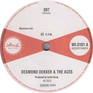 Image of Label Cover of 7" - VG/VG - DESMOND DEKKER & THE ACES, Unreleased Cuts (007 / Wise Man) (Island Records; WI-3161, UK 2013, Stickered Company Sleeve, Numbered Limited Edition / Solid Centre), 930/1000. Light marks. Sleeve mottled, - 3916408C