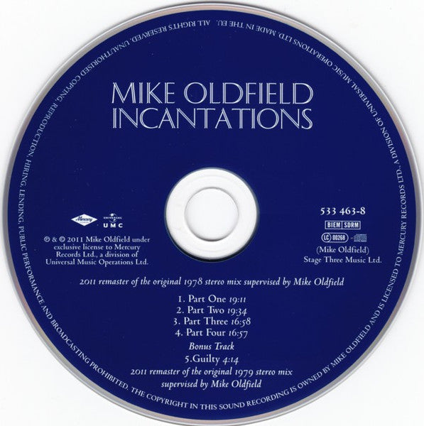 Image of Label Cover of 2xCD - EX/M - MIKE OLDFIELD, Incantations (Mercury; 533 463-7, Europe 2011 Reissue, Double Digipak, Booklet, Deluxe Edition With DVD), Still SEALED In Stickered Shrinkwrap, - 2216227C