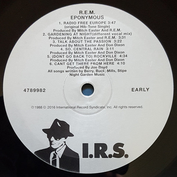 Image of Label Cover of LP - VG+/EX - R.E.M., Eponymous (I.R.S. Records; 00602547899828, Europe 2016 Reissue, Inner, 180 Gram Vinyl), No hype sticker., - 0816090C
