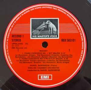 Image of Label Cover of 12xLP - VG+/VG+ - DANIEL BARENBOIM, ENGLISH CHAMBER ORCHESTRA, Mozart: The Complete Piano Concertos (His Master's Voice; SLS 5031, UK 1981, Box Set), , - 4326200E