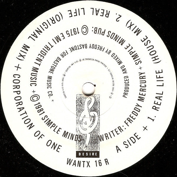 Image of Label Cover of 12" - VG/VG - CORPORATION OF ONE, The Real Life (House Remix) (Desire Records; WANTX 16 R, UK 1989, Titled Company Sleeve), highlighter on label - minor. original stickered sleeve, - 2346361S