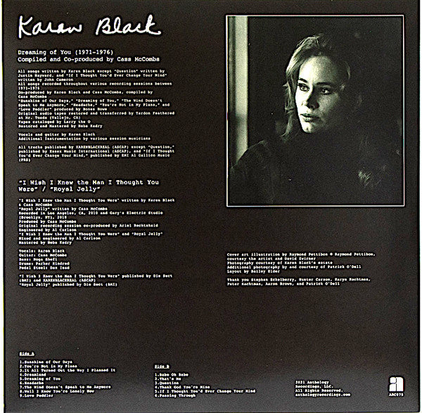 Image of Back Cover of LP - NEW/NEW - KAREN BLACK, Dreaming Of You (1971-76) (Anthology Recordings; ARC075, US 2021, Gatefold, With 7"), , - 3036099E