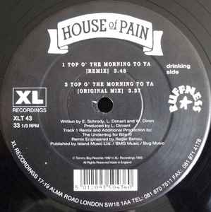 Image of Label Cover of 12" - VG/VG - HOUSE OF PAIN, Top O' The Morning To Ya (Remix) / Jump Around (XL Recordings ; XLT 43, UK 1993, Picture Sleeve, No Poster), , - 2716307C