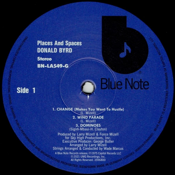 Image of Label Cover of LP - NEW/NEW - DONALD BYRD, Places And Spaces (Blue Note; 3596800, Worldwide 2021 Reissue, Inner), , - 221647C