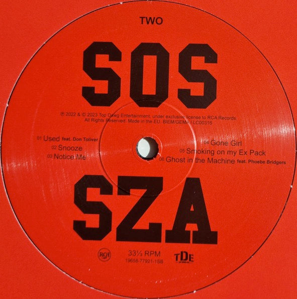 Image of Label Cover of 2xLP - NEW/NEW - SZA, SOS (Top Dawg Entertainment; 19658779211, Europe 2023, 2 Inners & Insert), , - 1816312C