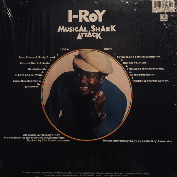 Image of Back Cover of 4845268S: LP - I-ROY, Musical Shark Attack (Virgin; FL 19, Europe 2001 Reissue, Plain Sleeve) /VG+