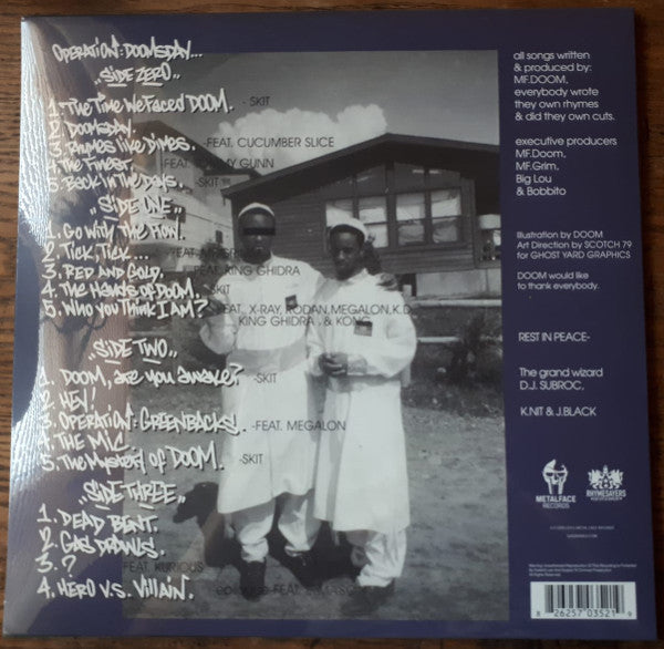 Image of Back Cover of 2xLP - NEW/NEW - MF DOOM, Operation: Doomsday (Rhymesayers Entertainment; RSE352LP, US 2023 Reissue), , - 3735023E