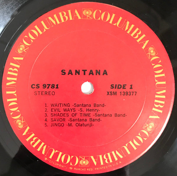 Image of Label Cover of LP - VG+/VG+ - SANTANA, Santana (Columbia; CS 9781, US 1970, Pitman Pressing), , - 2226110E