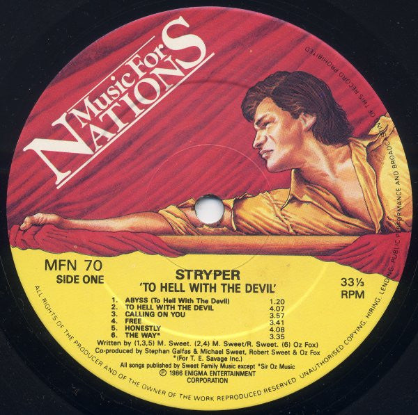 Image of Label Cover of LP - VG+/VG+ - STRYPER, To Hell With The Devil (Music For Nations; MFN 70, UK 1986, Gatefold), , - 2746112S