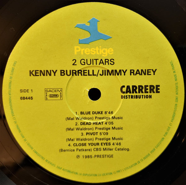 Image of Label Cover of LP - VG+/VG+ - KENNY BURRELL / JIMMY RANEY, 2 Guitars (Original Jazz Classics; OJC-216, France Reissue, Picture Sleeve), , - 4026271E
