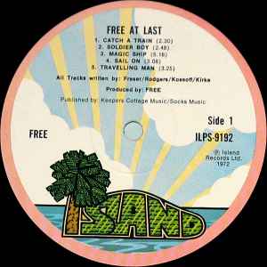 Image of Label Cover of LP - VG/VG+ - FREE, Free At Last (Island Pink Rim; ILPS 9192, UK 1972, Pinched Spine, Company Inner, First UK issue), Cover grubby, sticker remnants, Inner creased with writing, - 3046111S