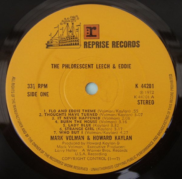 Image of Label Cover of LP - VG/VG - MARK VOLMAN AND HOWARD KAYLAN, The Phlorescent Leech & Eddie (Reprise Records; K44201, UK 1972), , - 1426341E