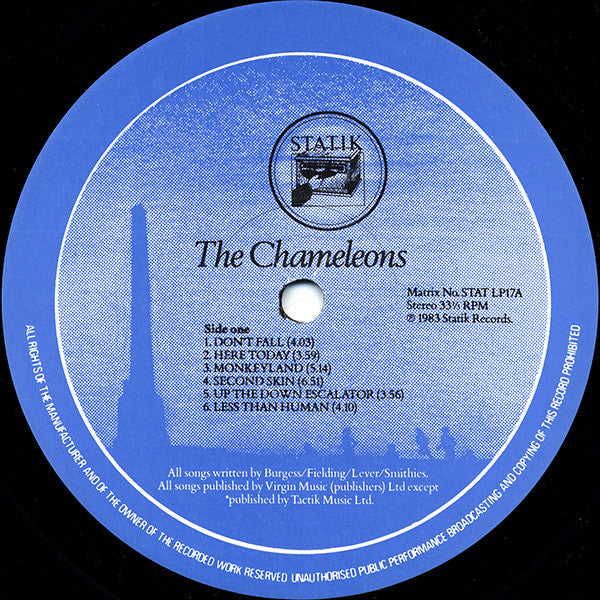 Image of Label Cover of LP - VG/G+ - THESCRIPT OF THE BRIDGE CHAMELEONS, Script of the Bridge (Statik; STATLP17, UK 1983, Textured Sleeve, No Insert), Light wear on sleeve. Disc plays with surface noise due to heat damage all over. , - 2246278S