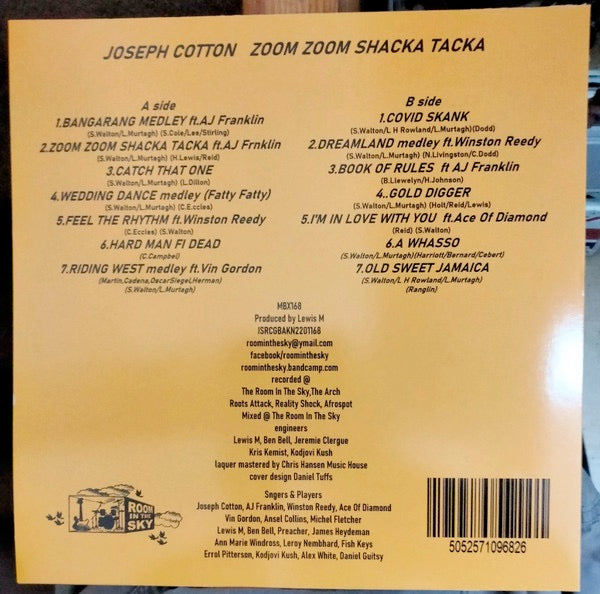 Image of Back Cover of LP - VG+/VG+ - JOSEPH COTTON, Zoom Zoom Shacka Tacka (Room In The Sky; MBX 168, UK 2022 Reissue, Picture Sleeve), , - 0746009S