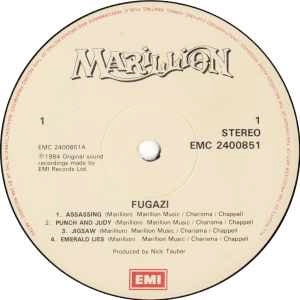 Image of Label Cover of LP - VG/VG - MARILLION, Fugazi (EMI; EMC 2400851, UK 1984, Gatefold, Black Inner, ARUN In Runout), Light marks, edge wear, - 3846059S