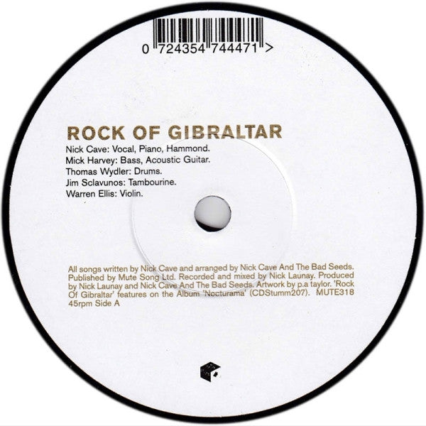Image of Label Cover of 7" - EX/EX - NICK CAVE AND THE BAD SEEDS, Rock Of Gibraltar / Nocturama (Mute ; MUTE318, UK 2003, Textured Die Cut Sleeve), , - 4226011E