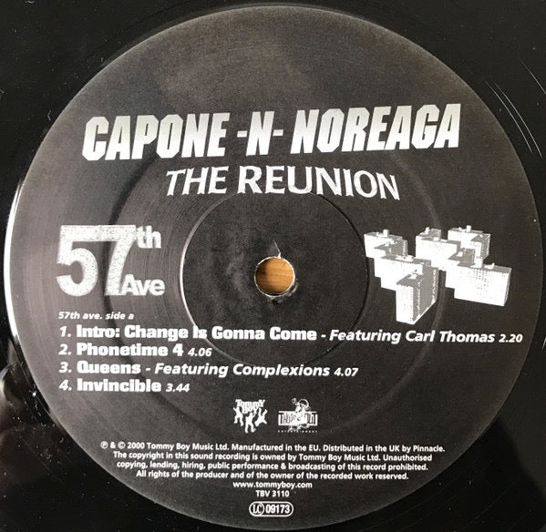 Image of Label Cover of 2xLP - VG/G+ - CAPONE N NOREAGA, The Reunion (Tommy Boy; TBV 3110, Europe 2000, Insert), Marks on disc. light evidence of previous stickers on labels. Multiple light creases around edge of sleeve., - 3726238E