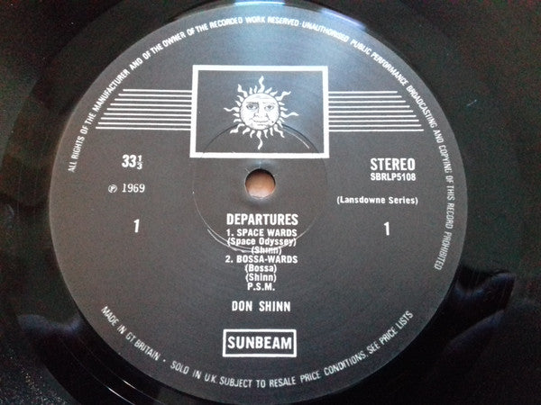 Image of Label Cover of LP - VG+/VG+ - DON SHINN, Departures (Sunbeam Records; SBRLP5108, UK 2020 Reissue, Booklet, With 7"), Still In Stickered Shrinkwrap. Light marks on discs., - 1046139S