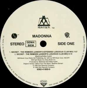 Image of Label Cover of 12" - VG+/VG - MADONNA, Secret (The Remixes) (Maverick; 9362-41850-0, Germany 1994, Picture Sleeve), Still in shrinkwrap, light marks., - 3316119C