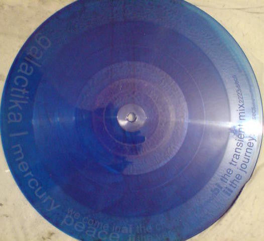 Image of Label Cover of 12" - VG/VG+ - GALACTIKA 1, We Come In Peace (Fabric Of Life; mercury, UK 1991, Sealable plastic bag, Bubble wrap, Etched Disc, Blue vinyl), , - 2746040S