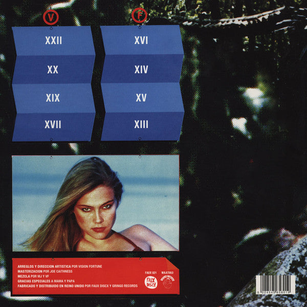 Image of Back Cover of 2425163E: LP - VISION FORTUNE, Mas Fiestas Con El Grupo Vision Fortune (Faux Discx; FAUX 021, UK 2013, Glossy Sleeve, Limited Edition of 300, 180g vinyl) Strong VG+ EX/VG+