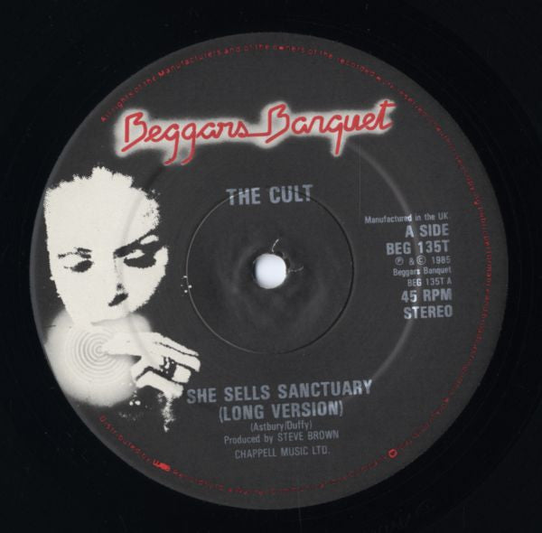 Image of Label Cover of 12" - VG/VG - THE CULT, She Sells Sanctuary (Long Version) (Beggars Banquet; BEG 135T, UK 1985, spine without text), Light marks, edge wear, - 3446063S