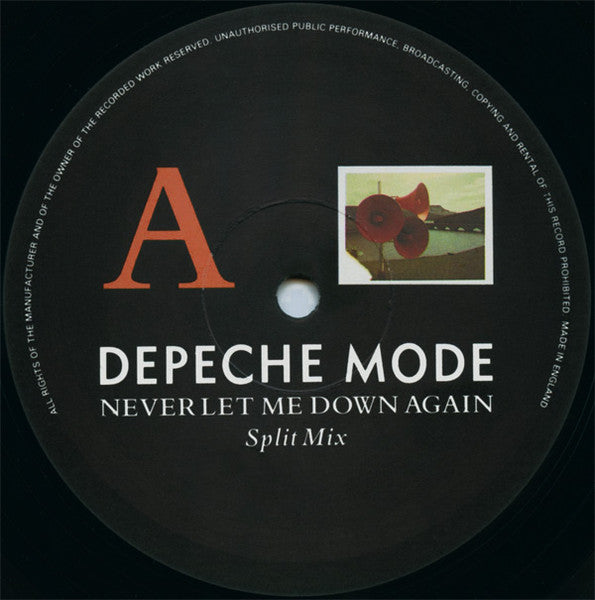Image of Label Cover of 12" - VG+/VG+ - DEPECHE MODE, Never Let Me Down Again (Split Mix) (Mute; 12 BONG 14, UK 1987, Insert, Original version - "Made In England" under the copyright and at the end of the rim text), , - 3126133E