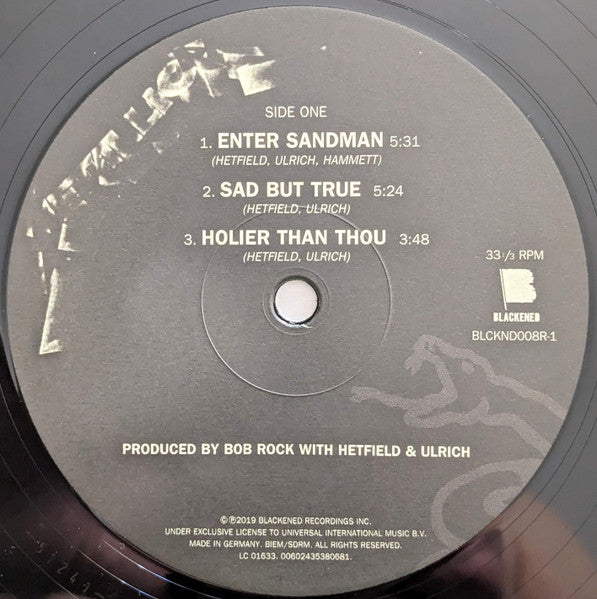 Image of Label Cover of 4715210C: 2xLP - METALLICA, Metallica (Blackened; BLCKND008R-1, Europe 2021 Reissue, Insert, Download Code) NEW/NEW