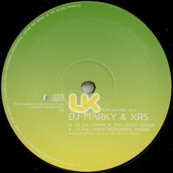 Image of Label Cover of 4825303E: 12" - DJ MARKY & XRS FEATURING STAMINA MC, LK 'Carolina Carol Bela' (V Recordings; V035, UK 2002, Picture Sleeve) Light Marks only. VG/VG