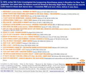 Image of Back Cover of 5015213C: CD - VARIOUS, Tribal Rites Of The New Saturday Night: Brooklyn Disco 1974-5 (Ace; CDCHD1618, Europe 2023) VG+/VG+