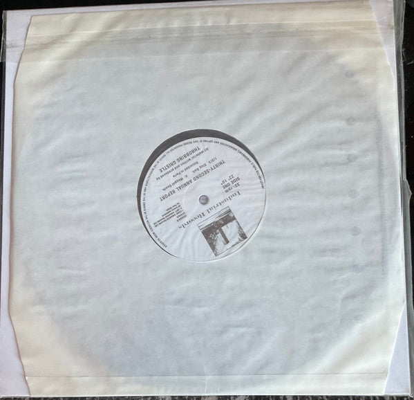 Image of Label Cover of LP - EX/EX - THROBBING GRISTLE, Thirty-Second Annual Report (Industrial Records; IR2008/2, UK, Europe & US 2008, Stickered Plain Sleeve, Limited Edition of 777. Includes Black CD, No Frame), Looks Unplayed, Limited Edition No 000159, - 0726203E