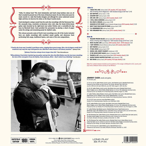 Image of Back Cover of LP - NEW/NEW - JOHNNY CASH, The Hits (New Continent; 101014, Europe 2018, Gatefold, 180 Gram Vinyl), , - 2456200S