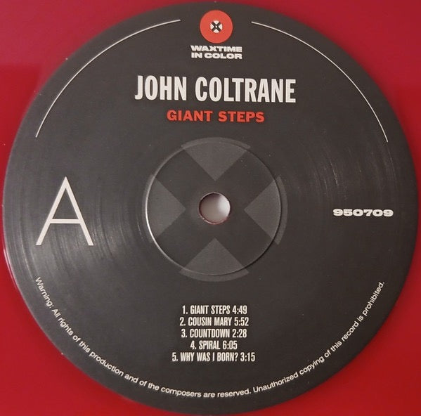 Image of Label Cover of LP - NEW/NEW - JOHN COLTRANE, Giant Steps (WaxTime In Color; 950709, Europe 2022 Reissue, Red Vinyl), , - 2416243C