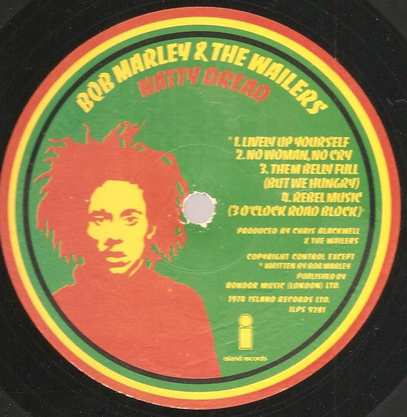 Image of Label Cover of 4615091C: LP - BOB MARLEY & THE WAILERS, Natty Dread (Island Records; ILPS 9281, UK 1974, Inner with cut-off corners) Lots of superficial marks, plays fine. WOC. VG/G+