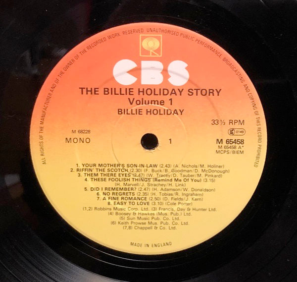 Image of Label Cover of 2xLP - VG/VG - BILLIE HOLIDAY, The Billie Holiday Story Volume I (CBS; 68228, UK 1973, Gatefold, Mono), Sleeve has some scuffs and stains, - 3016247C