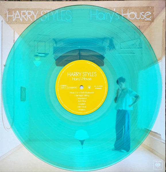Image of Label Cover of LP - EX/EX - HARRY STYLES, Harry s House (Erskine Records; 19658700421, Europe 2022, Gatefold, Booklet, Postcard, Sea Glass Vinyl ), , - 2426135E