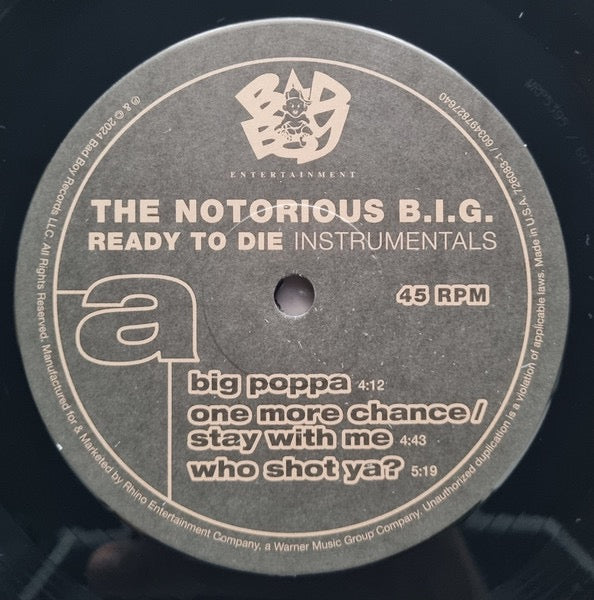 Image of Label Cover of 4835254E: LP - THE NOTORIOUS B.I.G., Ready To Die Instrumentals (Rhino Records; 603497827640, Europe 2024) NEW/NEW