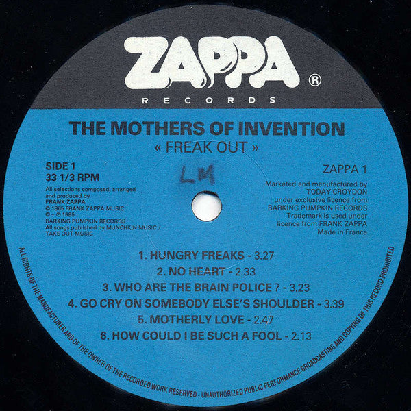 Image of Label Cover of 3115102C: 2xLP - THE MOTHERS OF INVENTION, Freak Out (Zappa; ZAPPA 1, Europe 1985 Reissue, Gatefold) Visually strong VG+, Both discs slightly warped, Plays fine VG+/VG