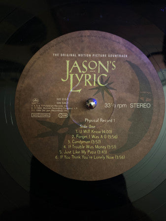 Image of Back Cover of 2xLP - VG/VG - VARIOUS, Jason's Lyric - OST (Mercury; 5229151, UK 1994, Picture Sleeve, 2 Inners), A few light marks and one larger scratch to first 2 tracks of side 2 record 2, but only minimal surface noise, - 3226414E