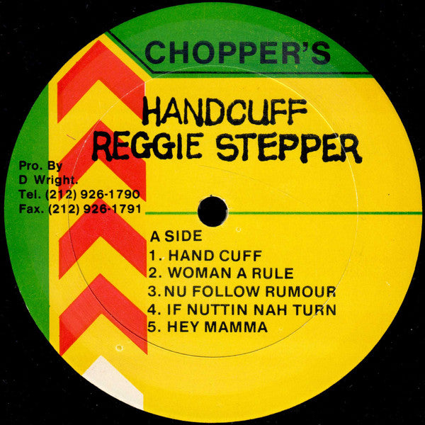 Image of Front Cover of 1624316E: LP - REGGIE STEPPER, Hand Cuff (Chopper Productions; DW3052-1, US 1991) VG+/VG+