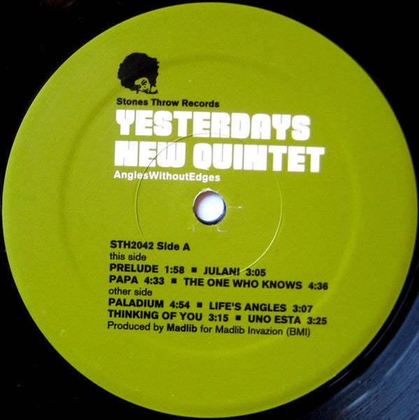 Image of Label Cover of 2xLP - VG/VG - YESTERDAYS NEW QUINTET, Angles Without Edges (Stones Throw; STH2042, US 2001), Small surface tear to sleeve. Discs are a strong VG., - 1716422C
