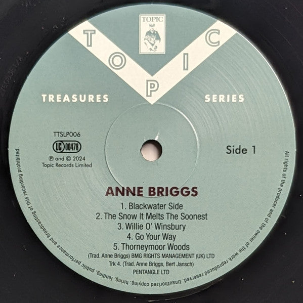 Image of Label Cover of LP - VG+/VG+ - ANNE BRIGGS, Anne Briggs (Topic Records; TTSLP006, Worldwide 2024 Reissue, Inner, With 7"), Nice clean copy all around., - 4346188S
