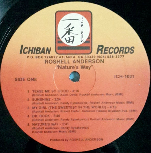 Image of Label Cover of LP - VG/VG+ - ROSHELL ANDERSON, Nature's Way (Ichiban Records; ICH 1021, US 1988), , - 1516278C