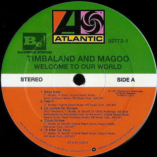 Image of Label Cover of 2xLP - VG/VG - TIMBALAND & MAGOO, Welcome To Our World (Atlantic Orange & Green; 927721, US 1997, Picture Sleeve, Insert), , - 4126042E