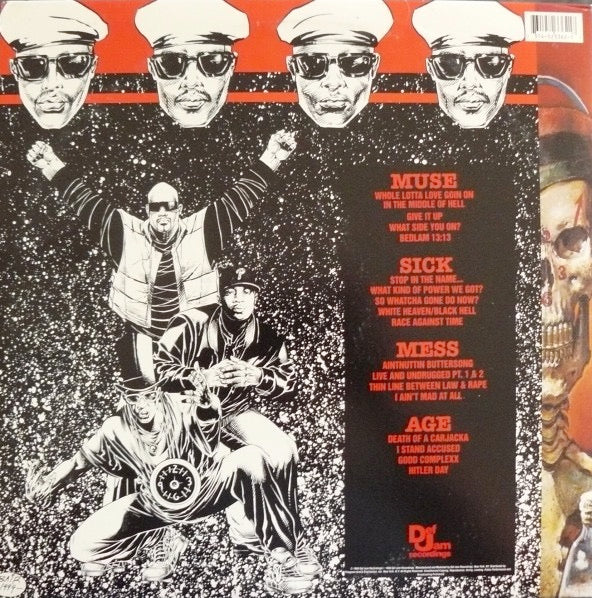 Image of Back Cover of 2xLP - VG/G+ - PUBLIC ENEMY, Muse Sick-N-Hour Mess Age (Def Jam Recordings; 314 523 362-1, UK 1994, Gatefold), Very Close To VG, - 3946281S